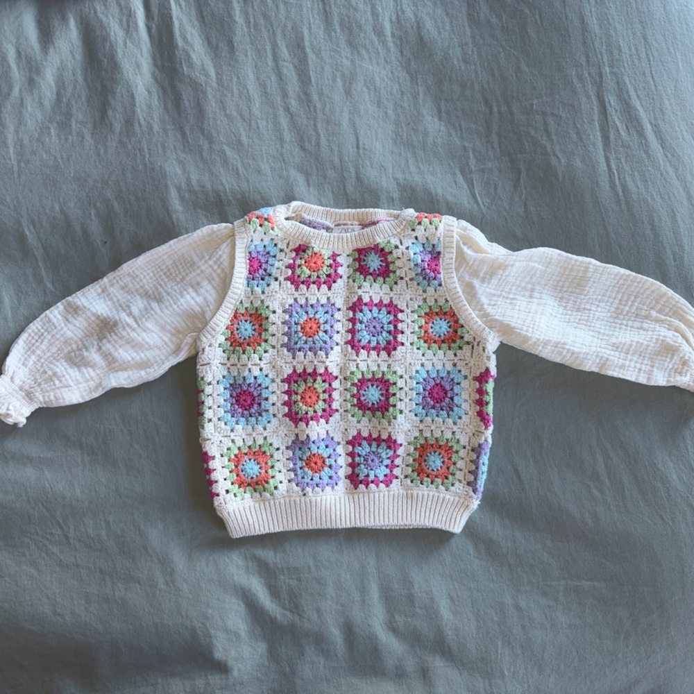 Zara Multicolor Crochet Baby Sweater